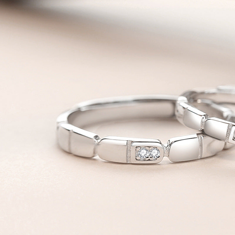S925 Simple Square Couple Ring