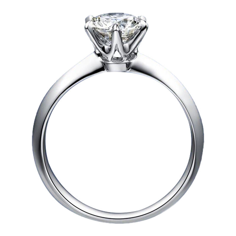 S925 Silver Six Prong Crown Diamond Ring
