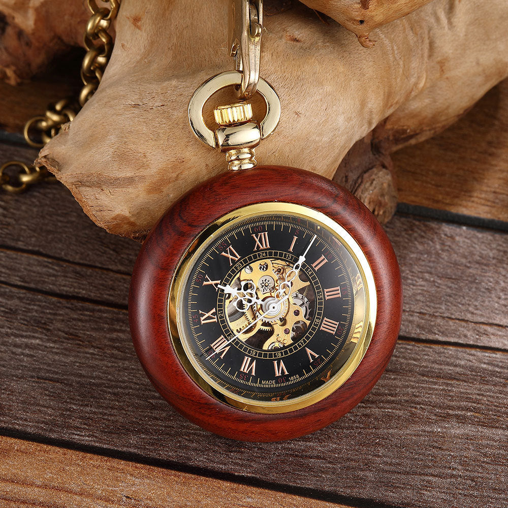 Copper Wood Retro Pocket Watch