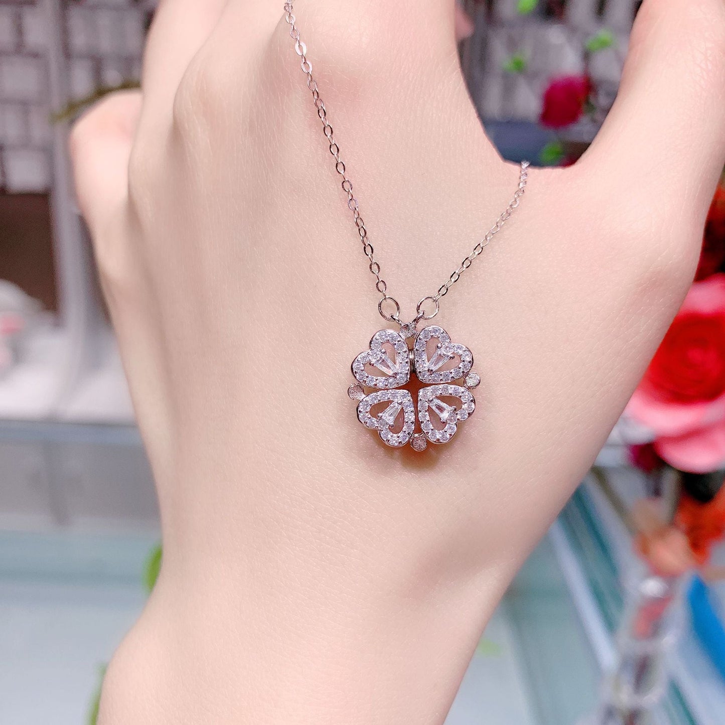 S925 Silver Four-Leaf Clover Necklace