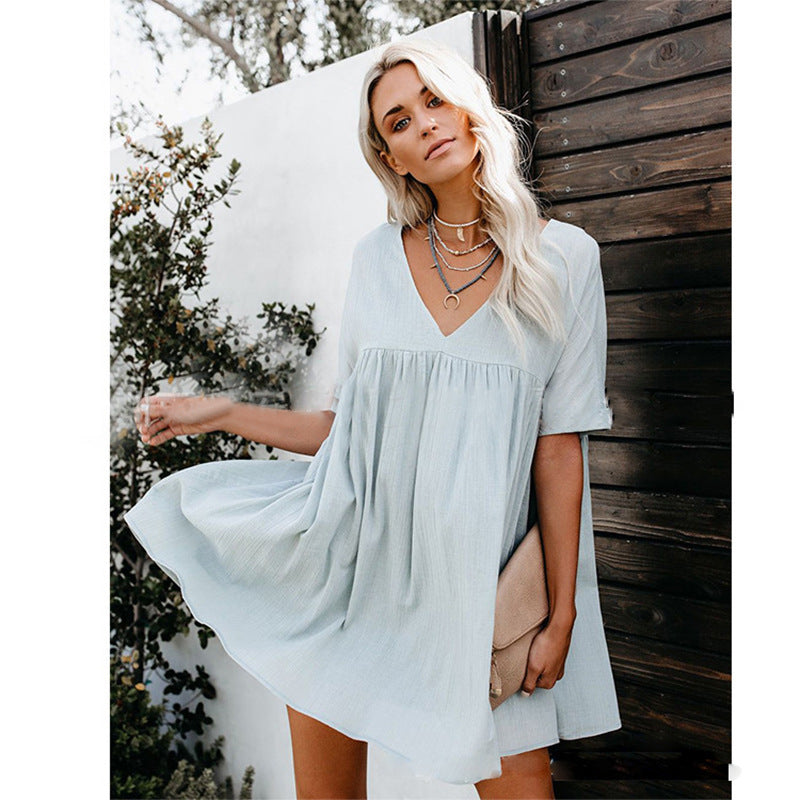 Casual Cotton-Linen Dress