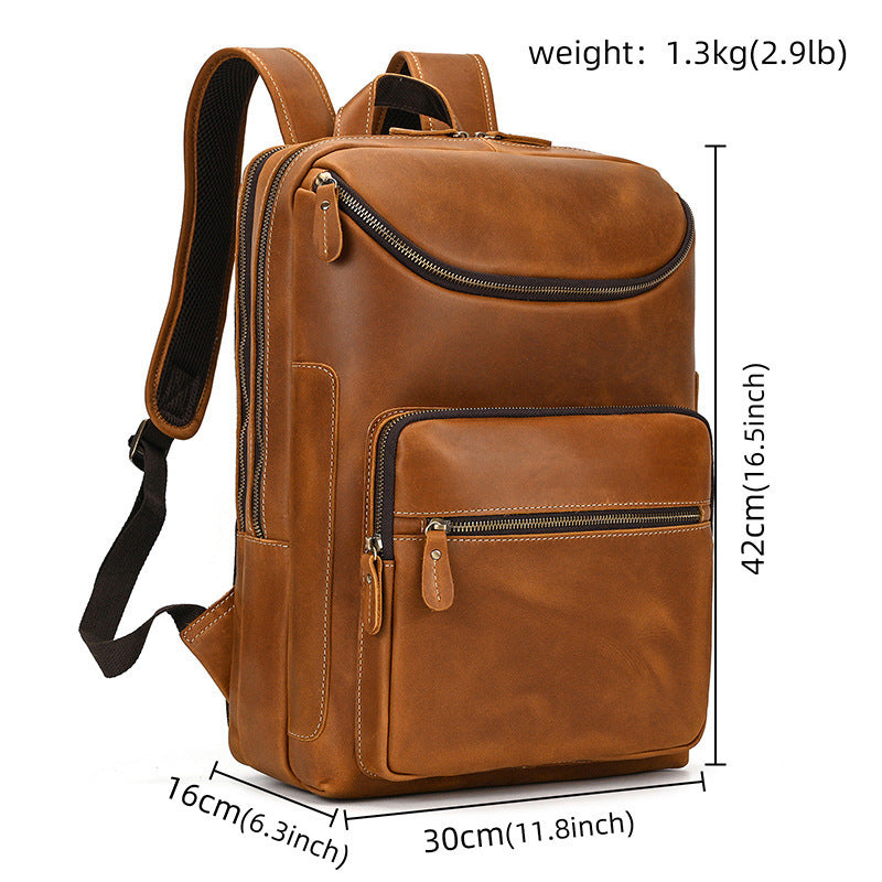 Vintage Men's Cowhide Leather Backpack