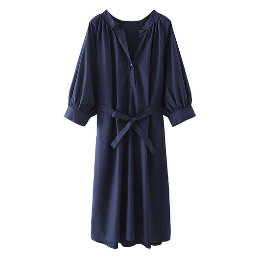 Solid Color Bat Sleeve Dress