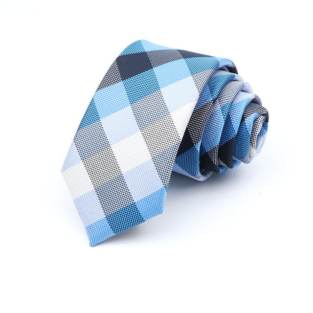 6cm Slim Polyester Plaid Tie