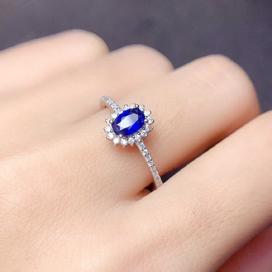 S925 Silver Natural Sapphire Ring