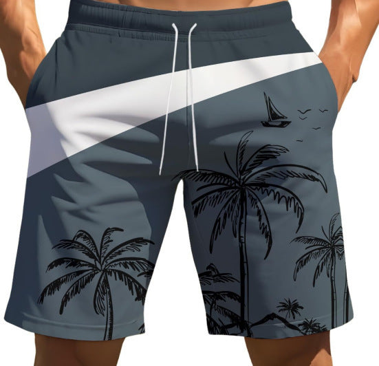 Men's Beach Print Loose Shorts