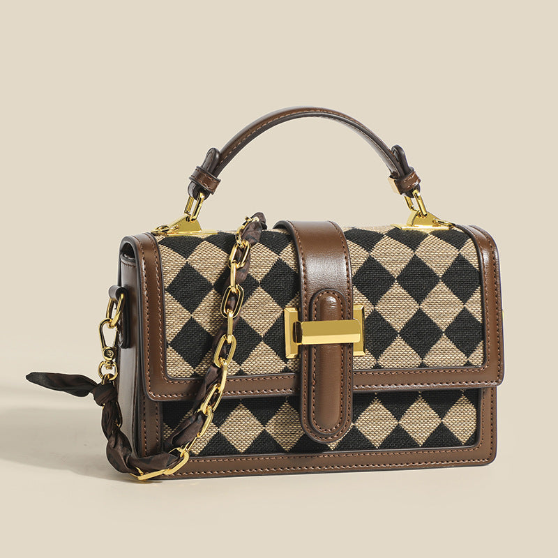 Plaid Chain Crossbody Bag