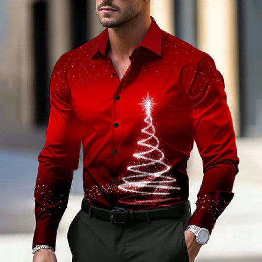 Printed Long Sleeve Hawaiian Shirt