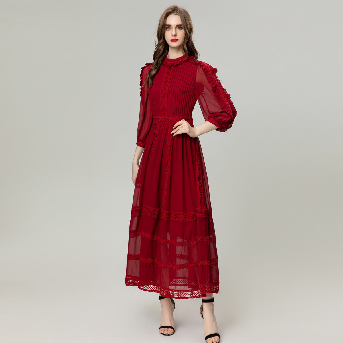 Pleated Patchwork Dress