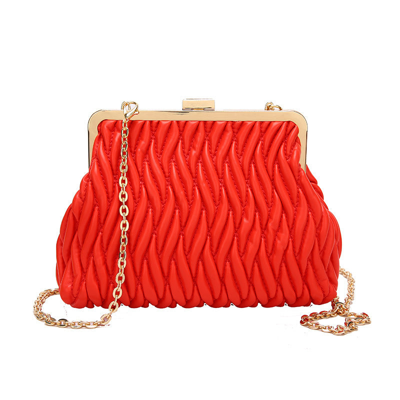 Pleated Chain Shoulder Handbag