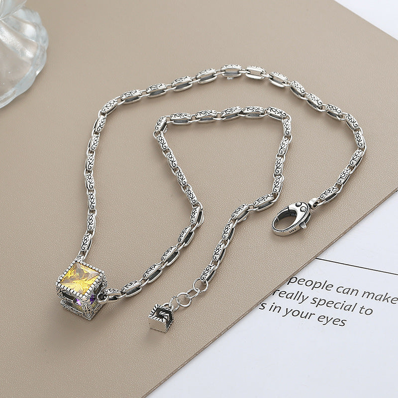 S925 Silver Double Color Cubic Dimond Necklace
