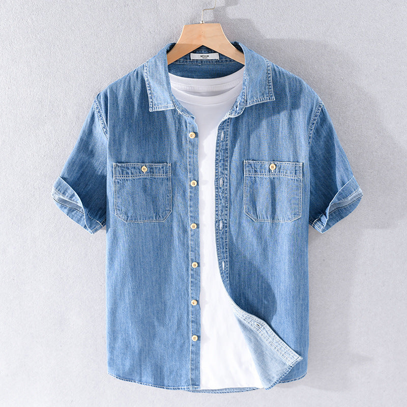 Denim Short-sleeve Shirt Simple