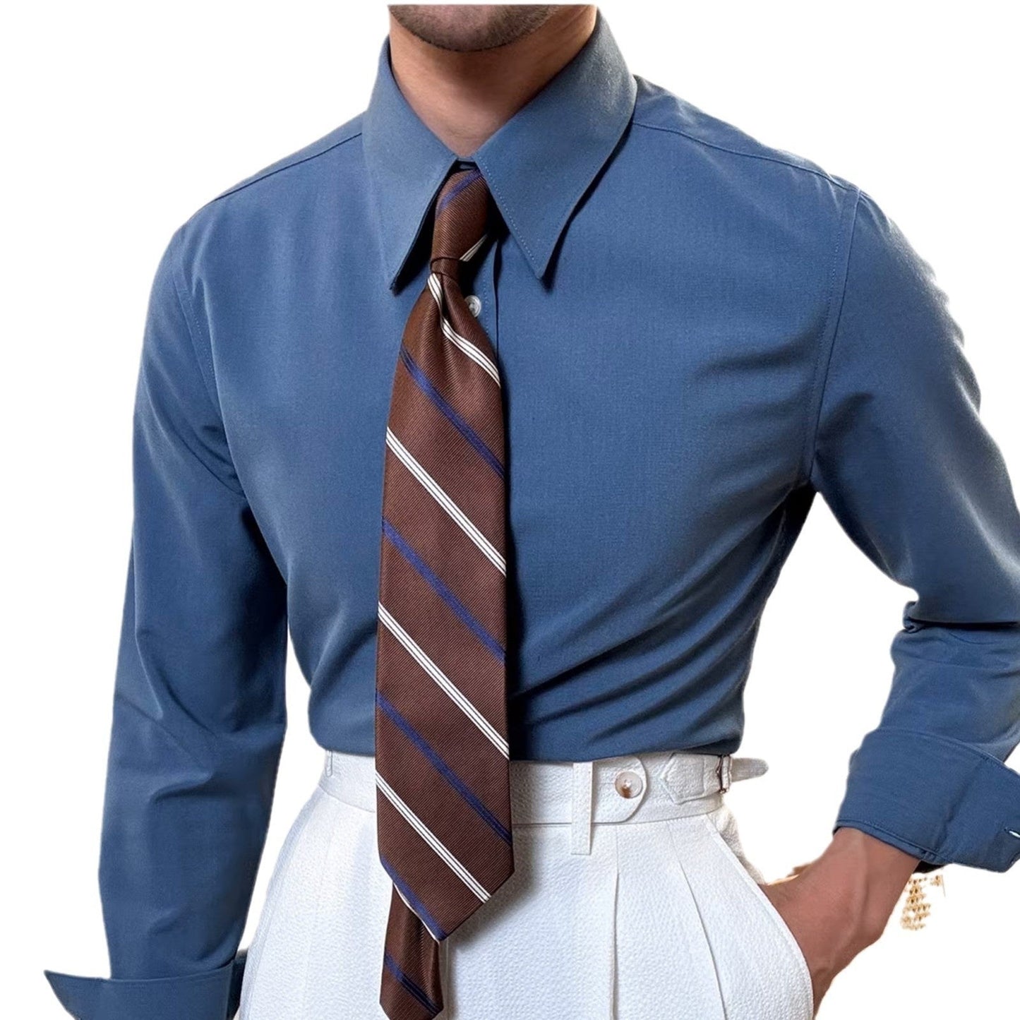 Men’s Long Sleeve Business Slim Shirt