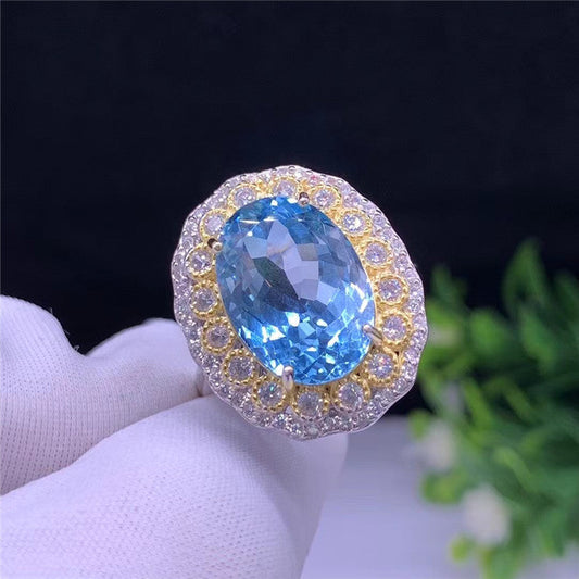 S925 Silver Blue Dimond Ring
