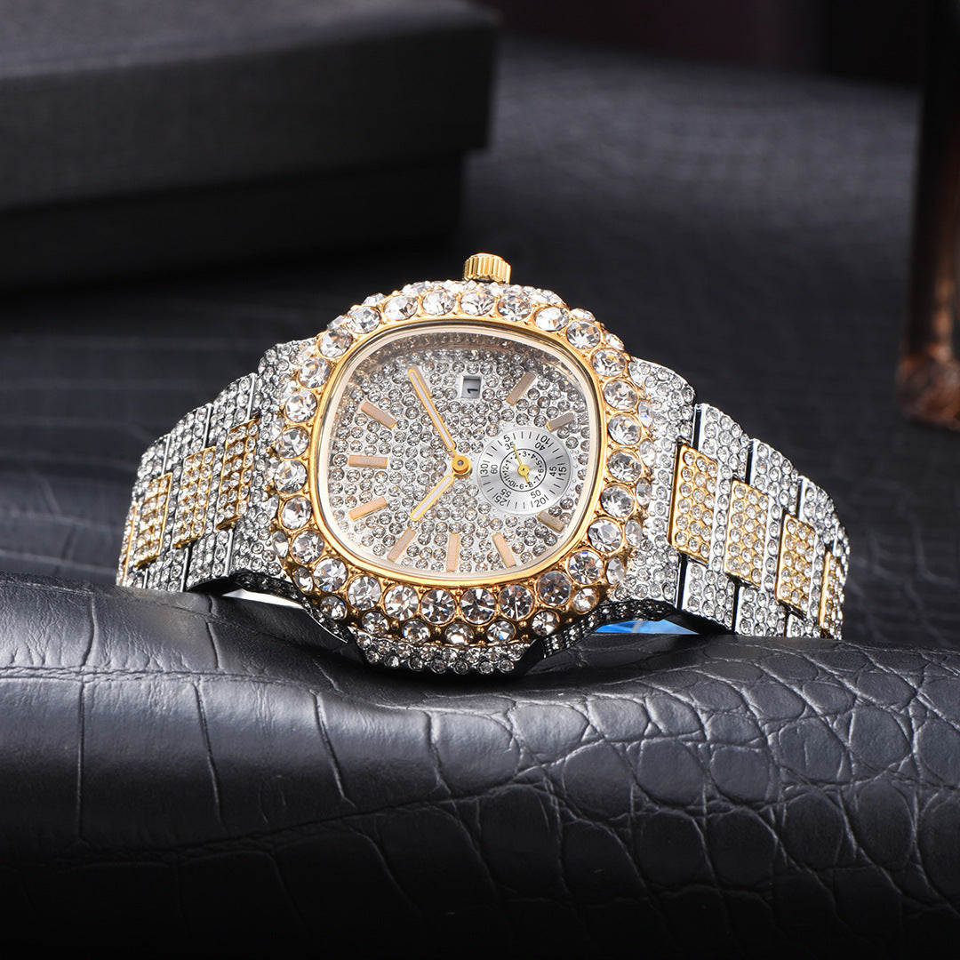 Gold Full Diamond Luminous Business Watch