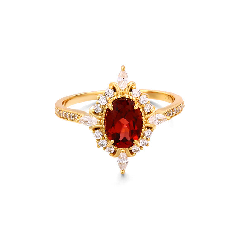 S925 Silver Natural Stone Zircon Ring
