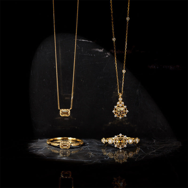 S925 Silver Luxury Brown Zircon Set