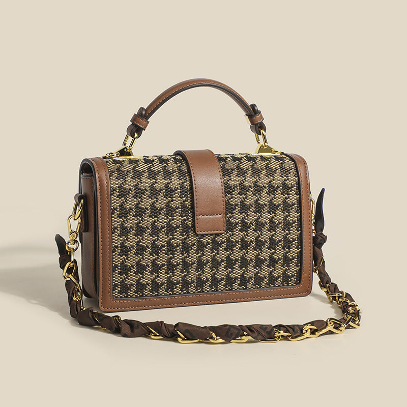 Plaid Chain Crossbody Bag