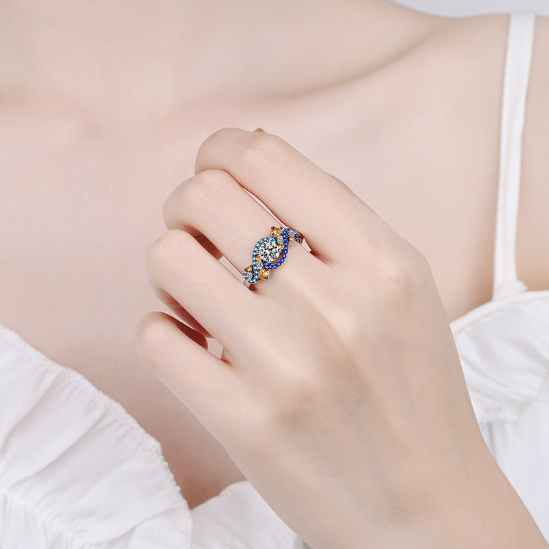 S925 Silver Color Matching Moissanite Ring