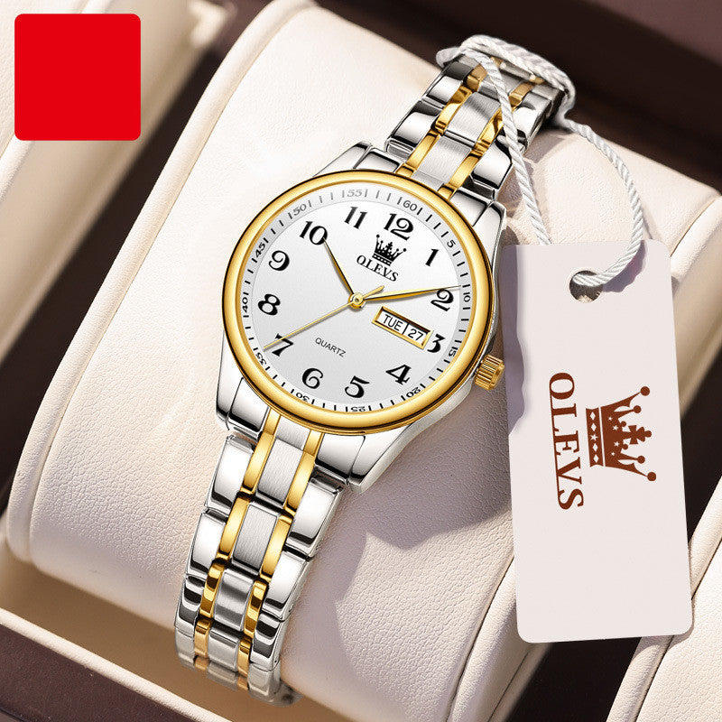 Aged Men's Waterproof Steel Calendar Watch