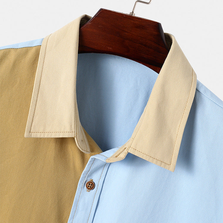 Men's Color Block Lapel Cardigan