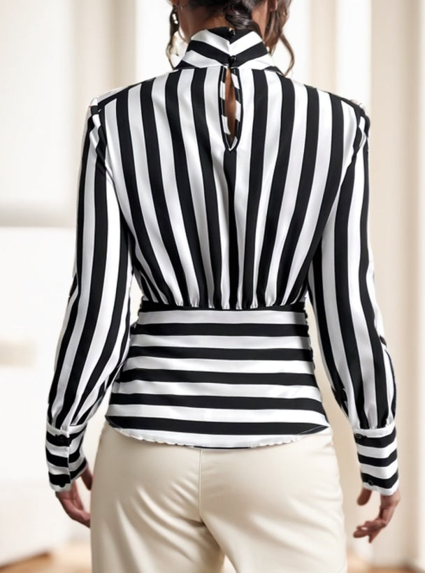 Elegant Long Sleeve Stripe