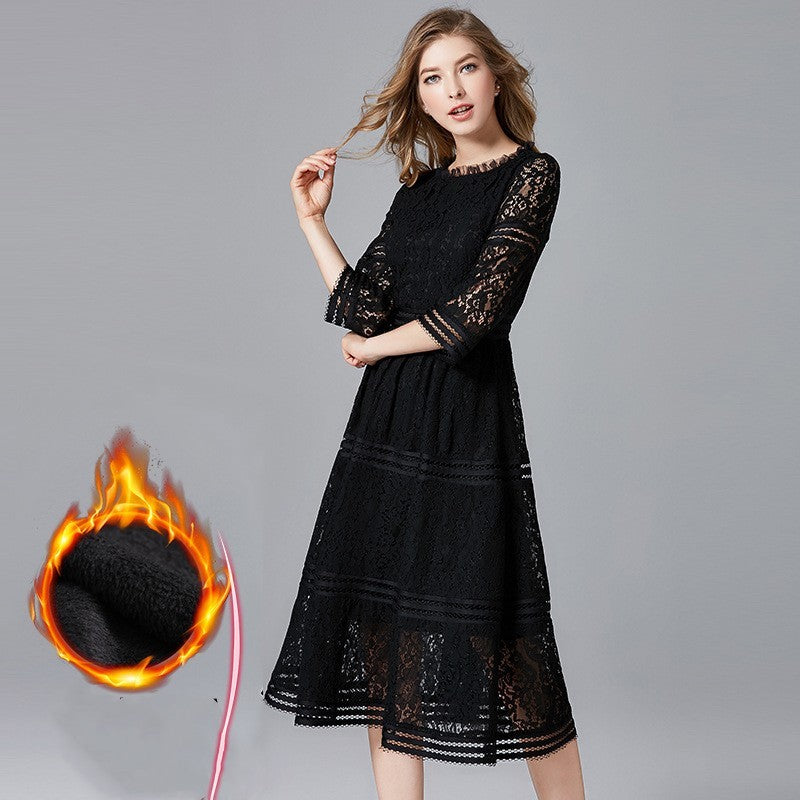 Women's Elegant Waist-Defined Lace Dress
