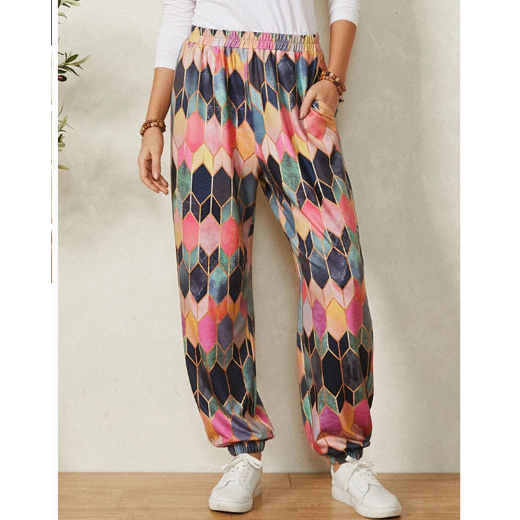 Women's High Waist Retro Trousers
