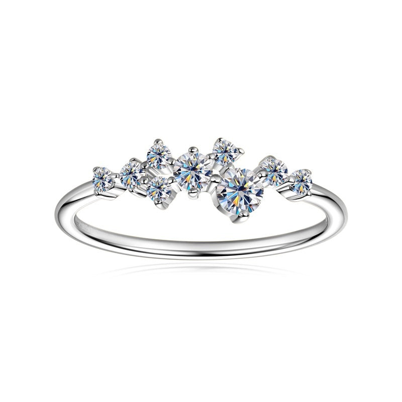 S925 Silver Starry Moissanite Ring
