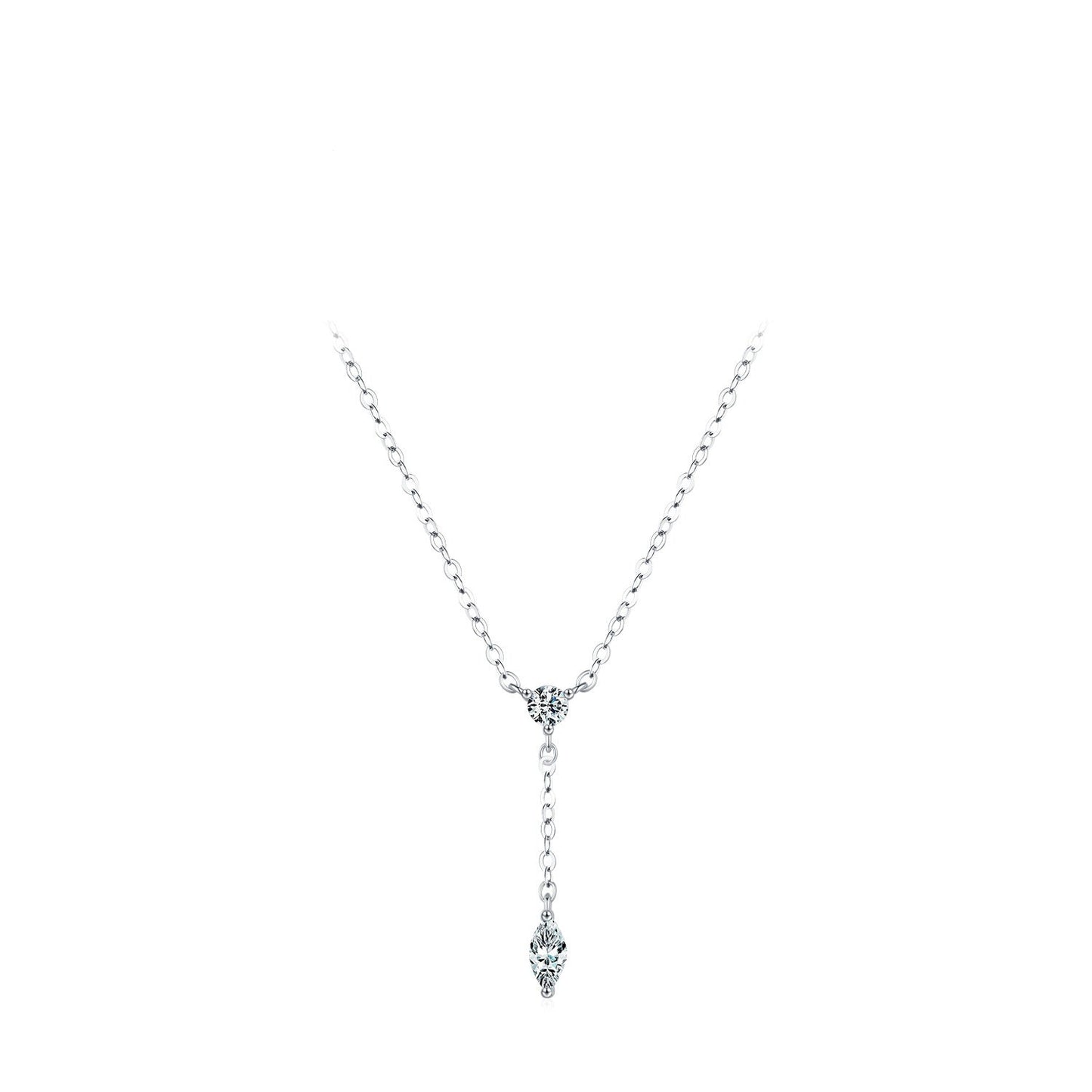 S925 Silver Round Diamond Tassel Necklace