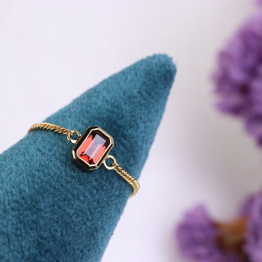 S925 Silver Natural Garnet Ring