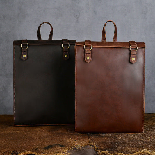 Crazy Horse Leather Men's Backpack