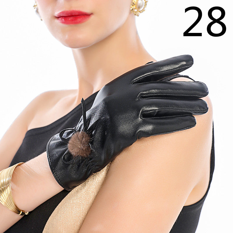 Men's Winter Riding Thick Velvet Windproof Leather Gloves
