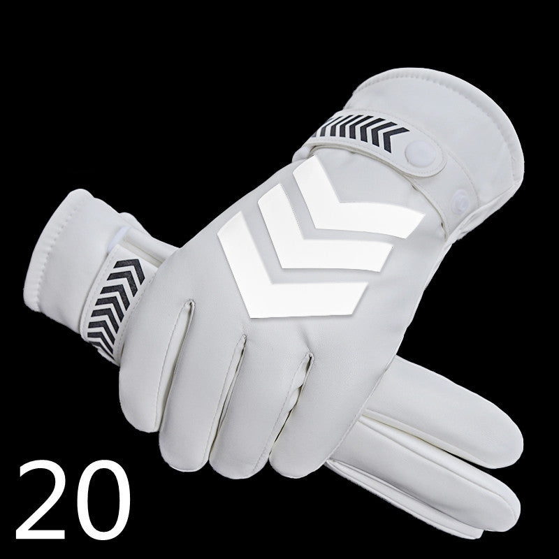 Men's Winter Riding Thick Velvet Windproof Leather Gloves