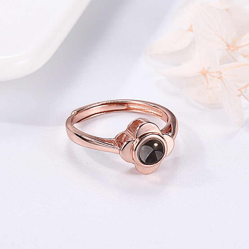 S925 Silver Adjustable Flower Ring