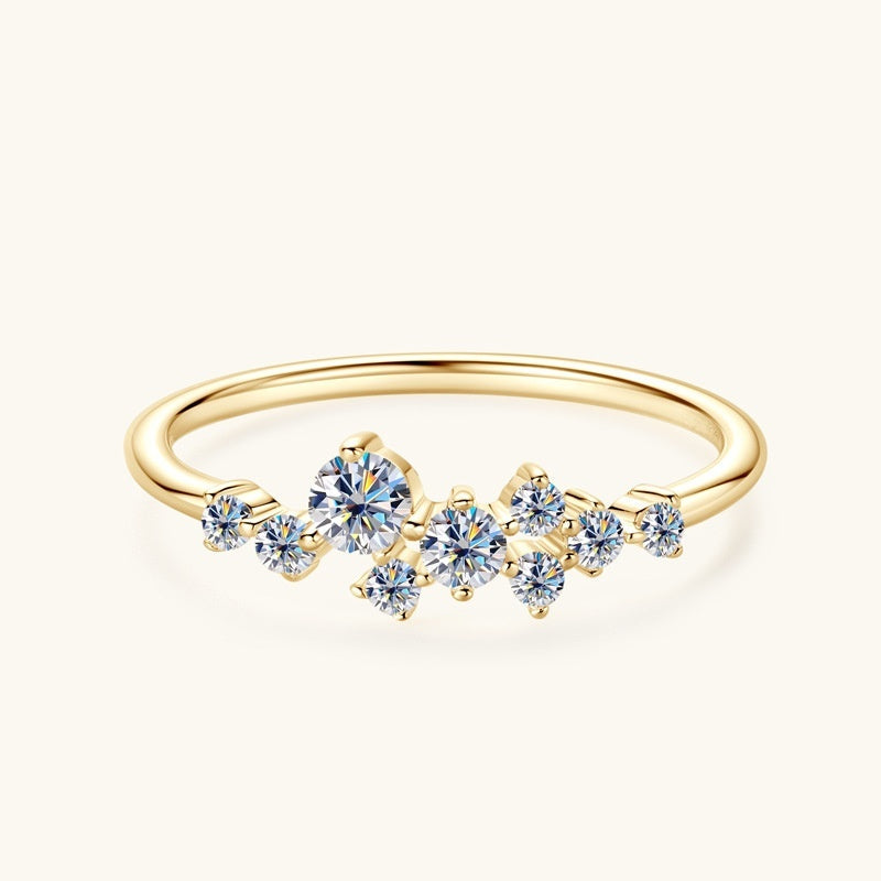 S925 Silver Starry Moissanite Ring