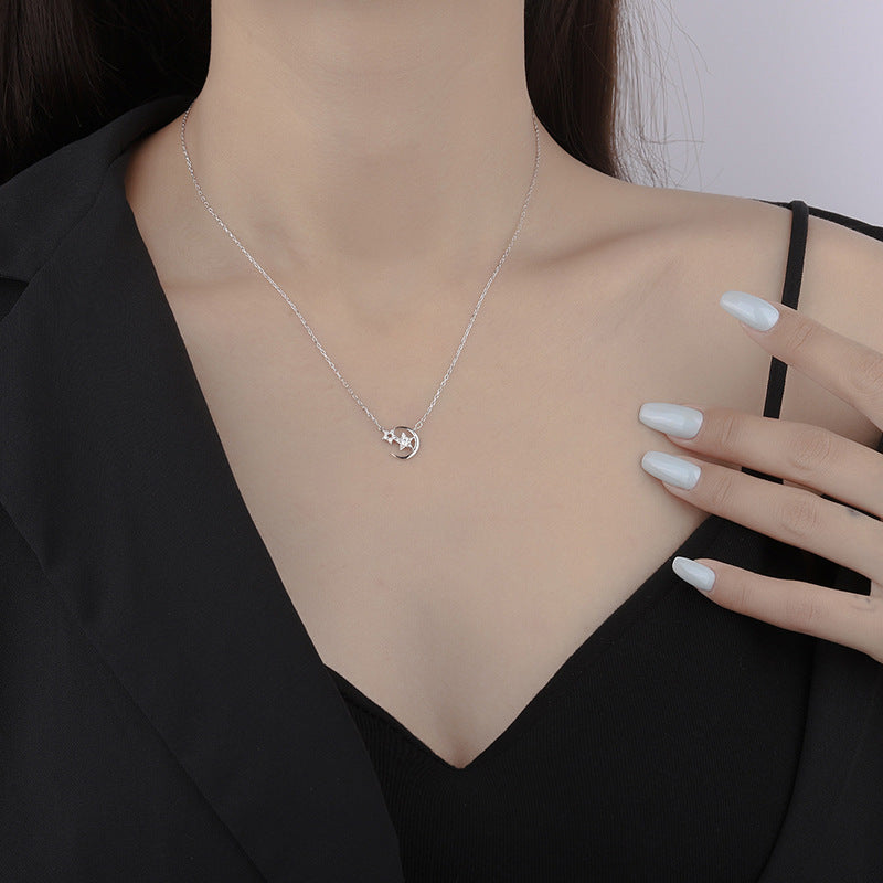 Sterling Silver Star & Moon Necklace