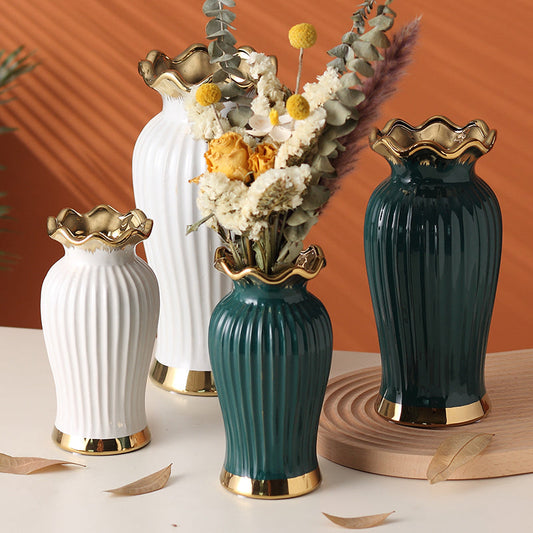 Gold Lotus Leaf Ceramic Vase
