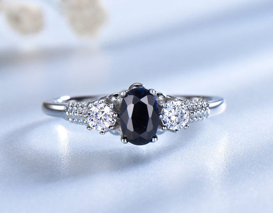 S925 Silver Royal Blue Gemstone Ring