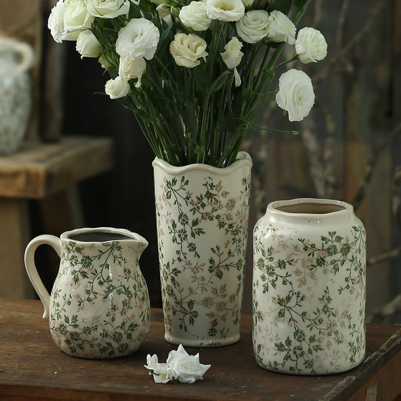 Retro Green Ceramic Vase