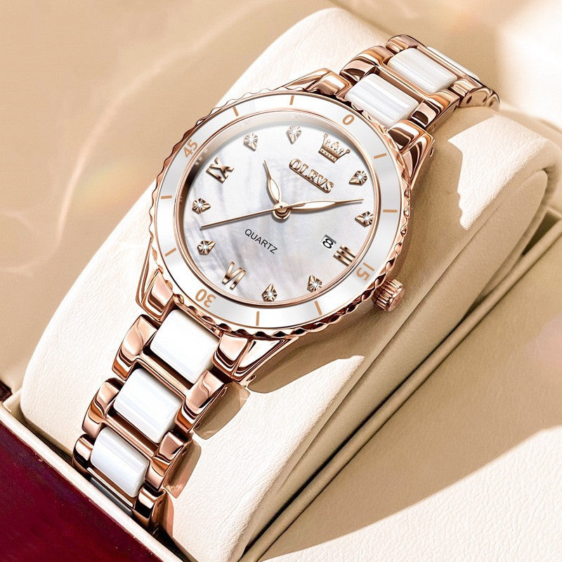 Ceramic Electronic Quartz OLEVS Watch Women