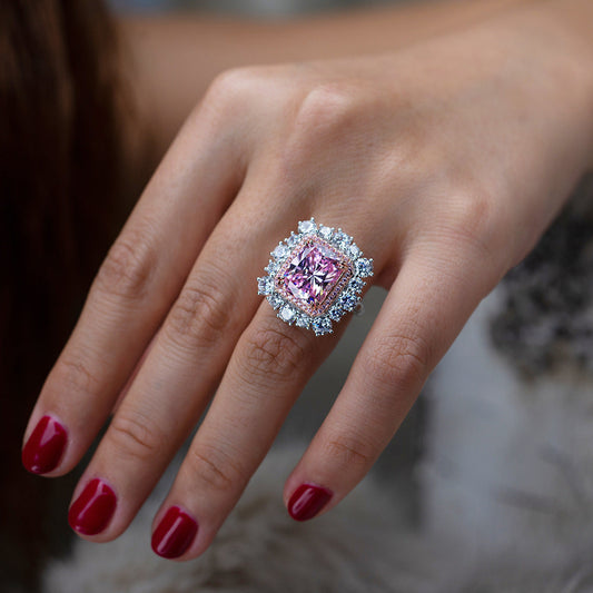 S925 Silver Inlaid Carbon Diamond Ring