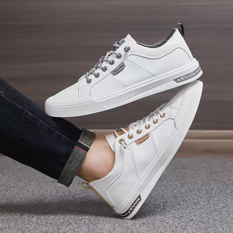 New Trendy Men's Full Leather Low-top Sneakers