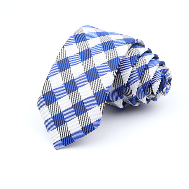 6cm Slim Polyester Plaid Tie