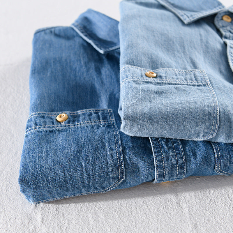 Denim Short-sleeve Shirt Simple