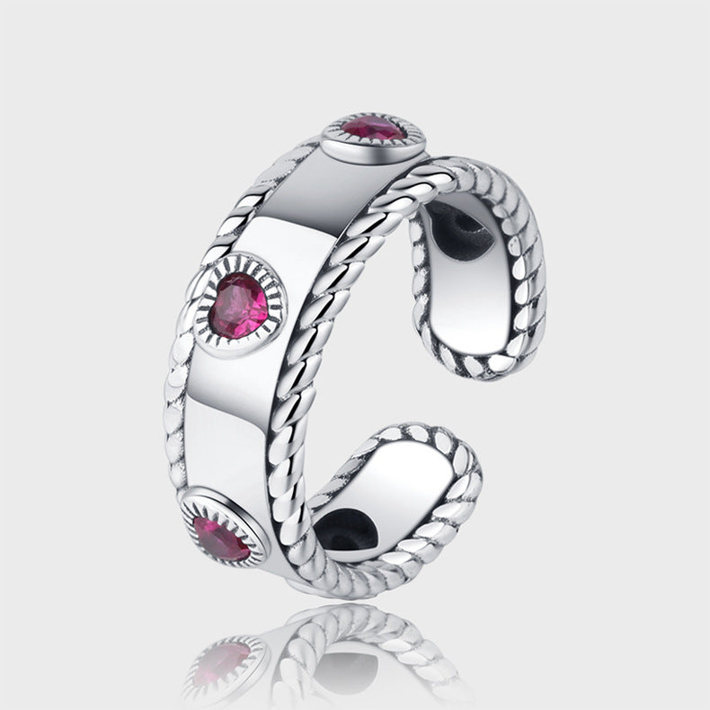 S925 Silver Adjustable Castle Ring