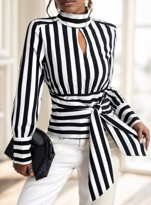 Elegant Long Sleeve Stripe
