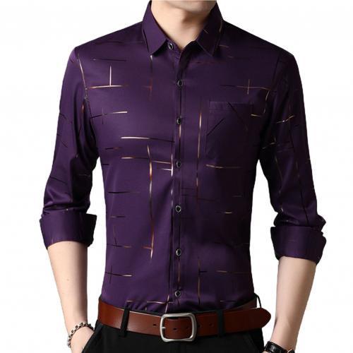 Slim Fit Men's Long-sleeve Striped Shirt Dress