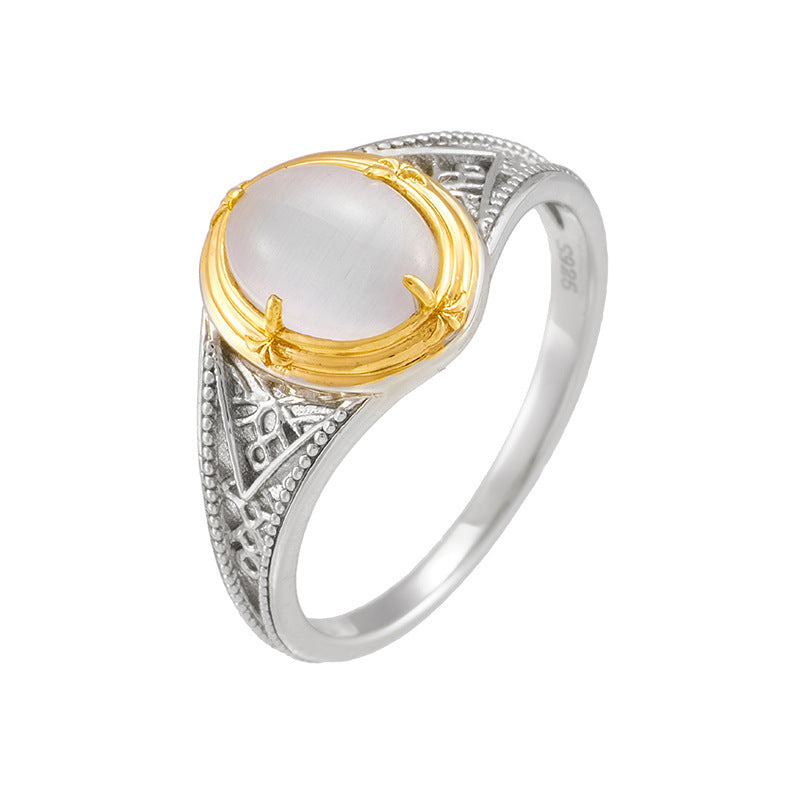 S925 Silver Synthetic Cat’s Eye Ring