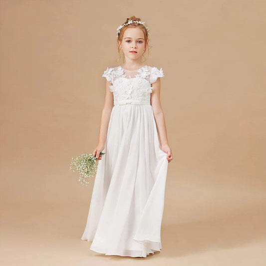 Kids White Flower Girl Dress
